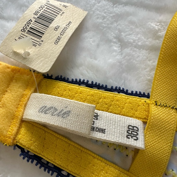 Nwt $44 Aerie American Eagle Katie Lightly Lined T Shirt Bra Yellow Blue 36B - Picture 9 of 11